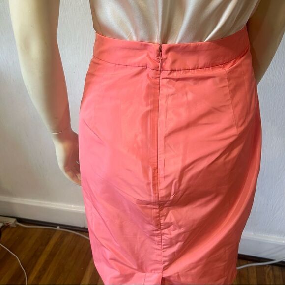 J.CREW TAFFETA ROSETTE ROSE PENCIL MIDI SKIRT IN BRIGHT PINK CORAL - Picture 11 of 13